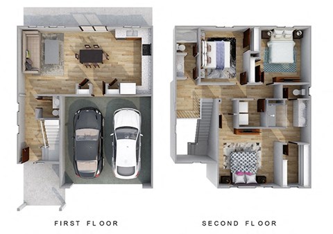 Floor plan for 3 beds, 2.5 baths, 1547 sqft